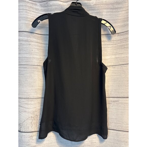 Topshop Black Sleeveless Drape V-Neck Blouse Size 2 - Picture 3 of 3
